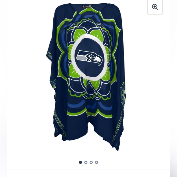 Seattle Seahawks Sheer Caftan with Flower Design Team Colors One Size. - Picture 6 of 10